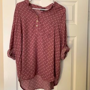 2X Mauve Blouse with 3/4 or Roll up Sleeves